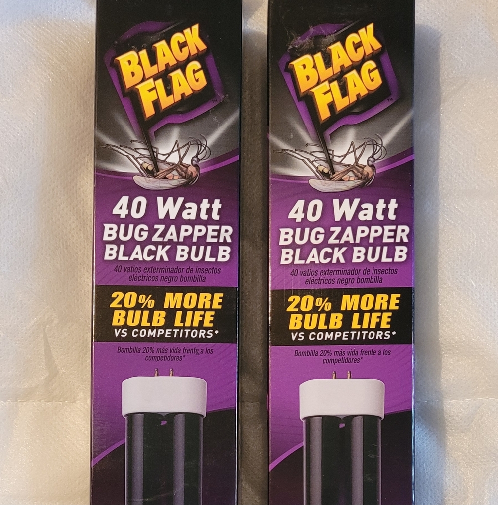 2 Pack Black Flag 40 Watt Bug Zapper Black Bulb BB-40BLK Insect Fly Mosquitoes